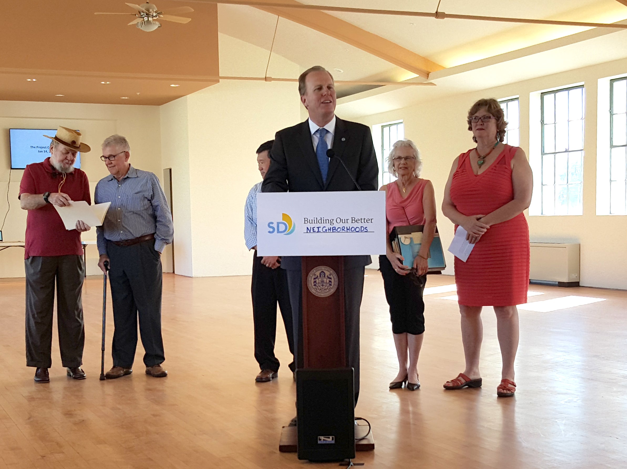 Mayor Kevin L. Faulconer, City Councilwoman Marti Emerald reopen Silverado Ballroom Building in City Heights.
