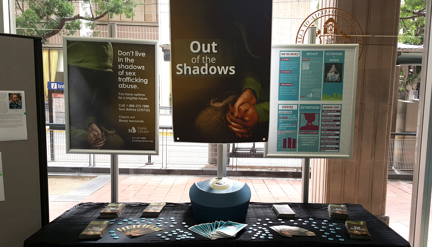 Photo of the Out of the Shadows display at City Hall.