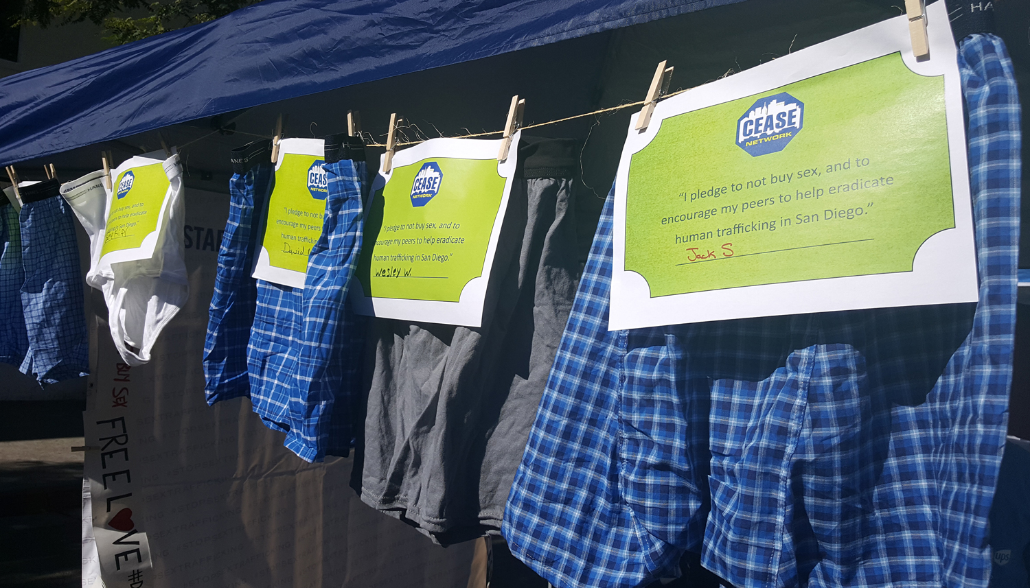 Photo of Cease Network Booth selling underwear to stand up against Human Trafficking at the Freedom Now Fair.