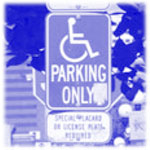 Photo of blue handicap parking only sign