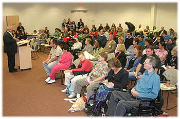 Photo of Mayor Jerry Sanders participating in a Disabilities Forum