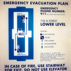 Photo of emergency exit floor plan