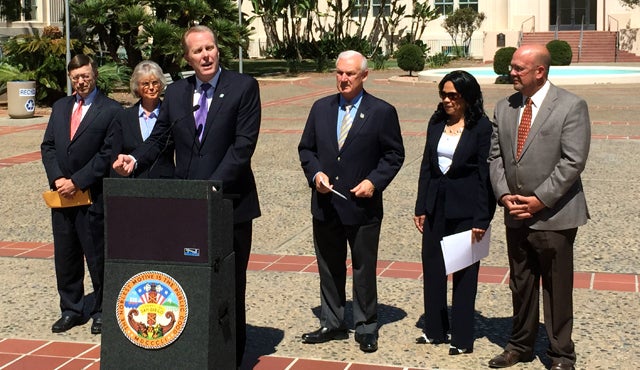 Photo of Mayor Faulconer speaking at news conference
