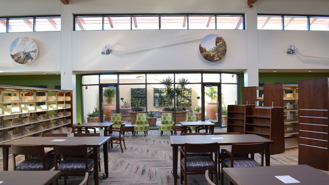 Reading area inside the Mission Hills-Hillcrest/Knox Library