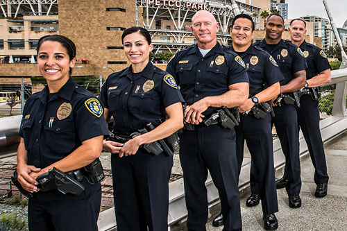 Photo of diverse group of San Diego police officers