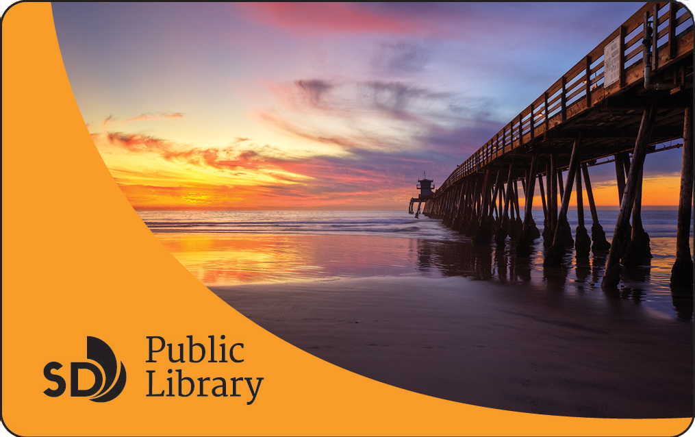 Photo of library card with ocean pier