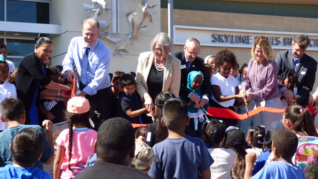 Ribbon cutting at the opening of the Skyline Hills Library