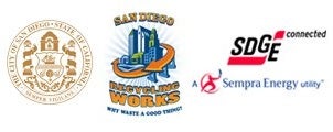 logos of city, SDG and E, SD recycling