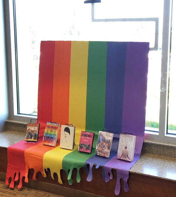 Photo of Pride Month display of library materials