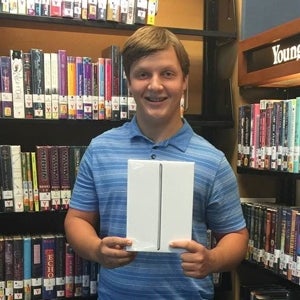 Photo of the Summer Reading Program raffle winner Eli.