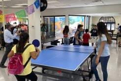 Kids playing table tennis