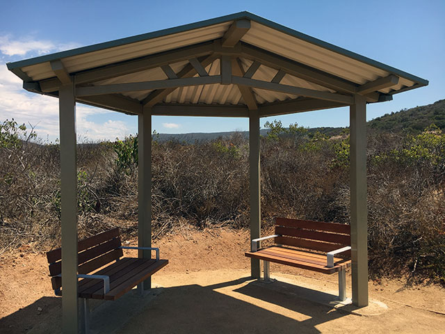 Photo of shaded benches