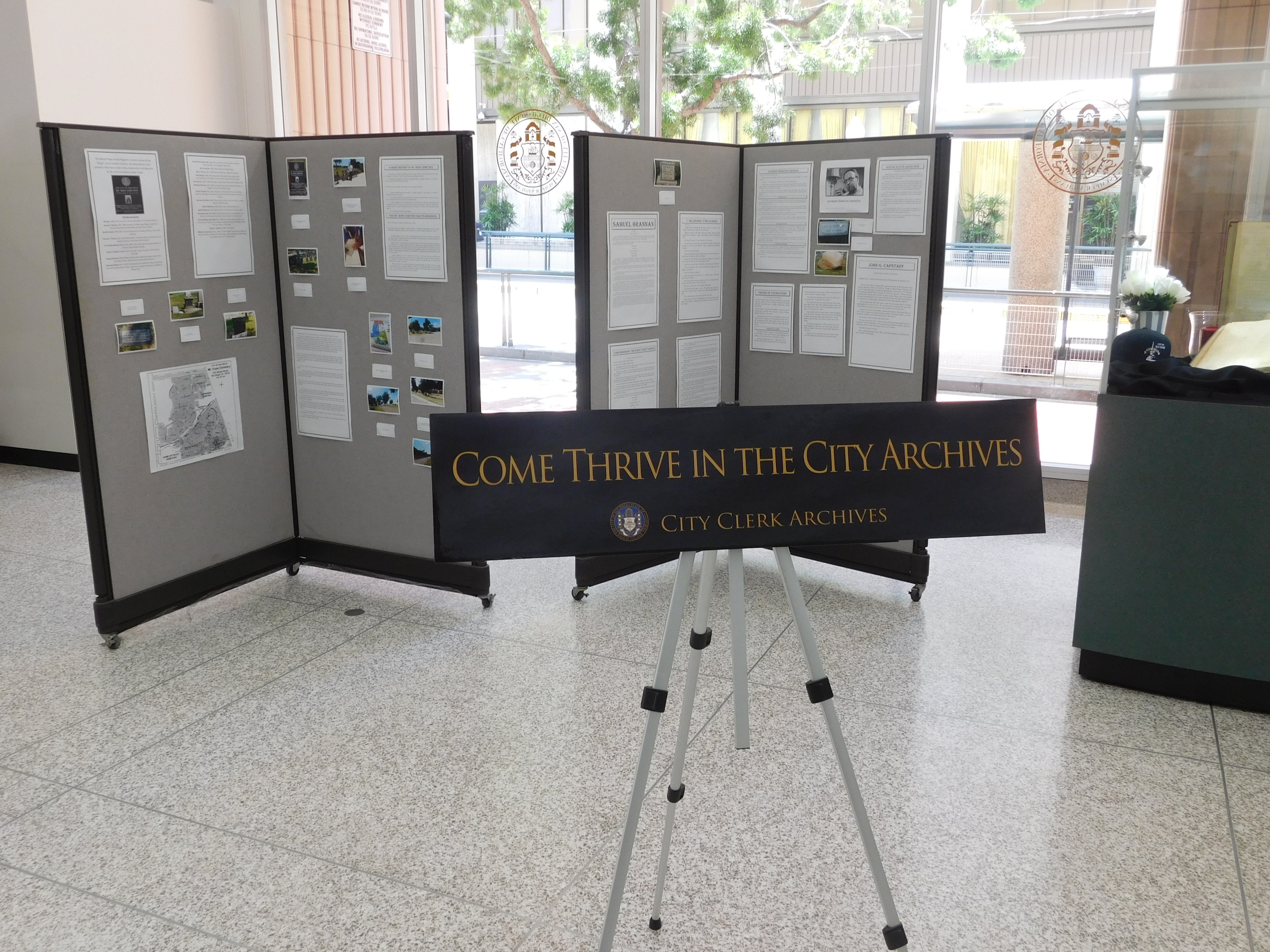 City Administration Building display of Mount Hope Cemetery