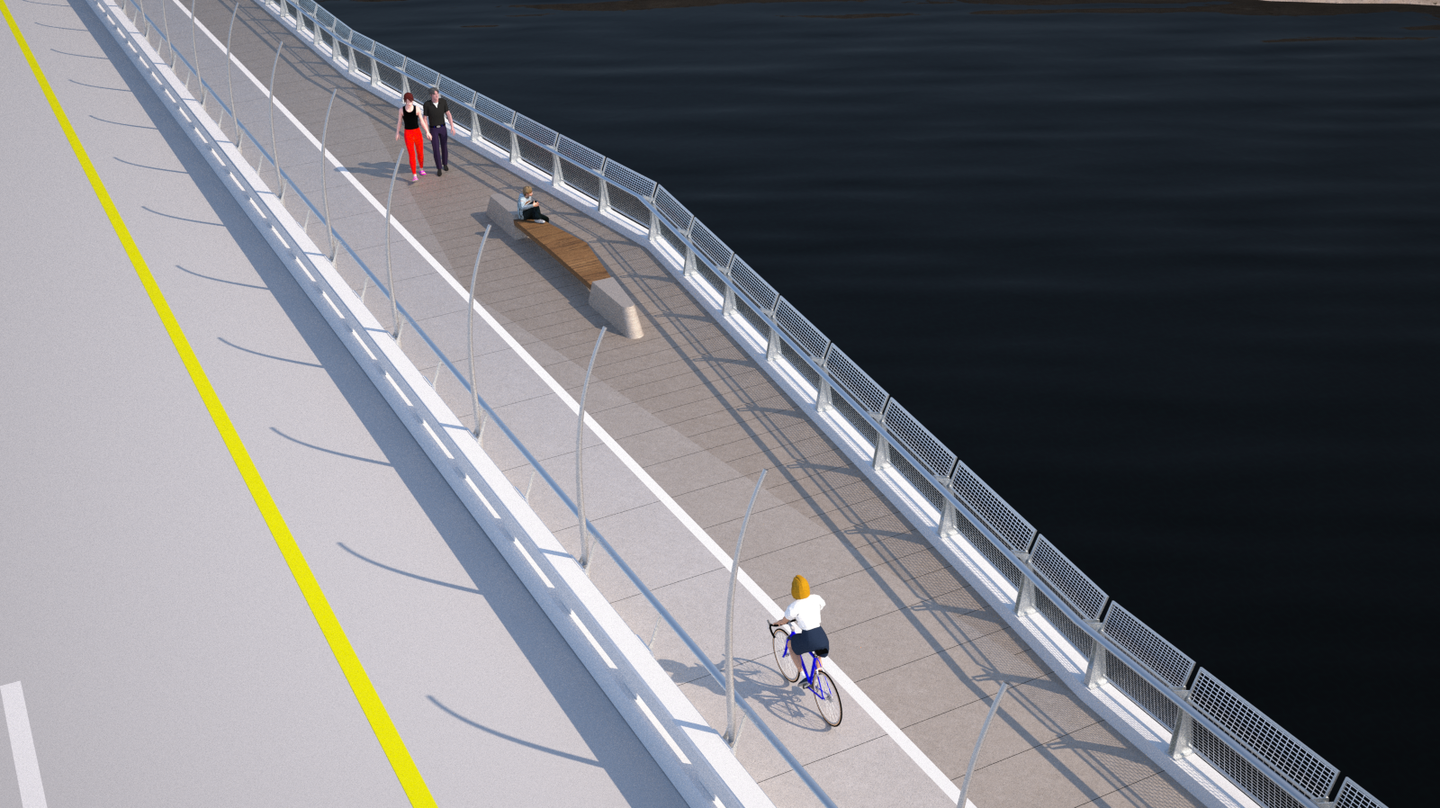 A rendering of the proposed bike path on the West Mission Bay Drive Bridge.