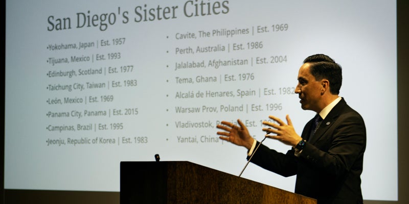 Mayor Todd Gloria with Event Attendee