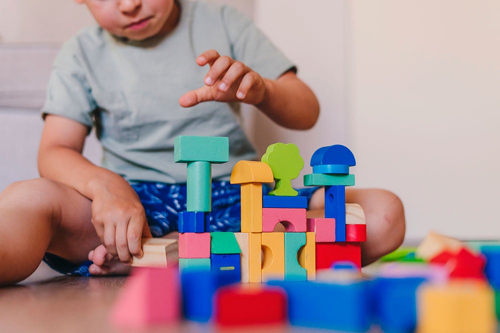 Child playing with blocks