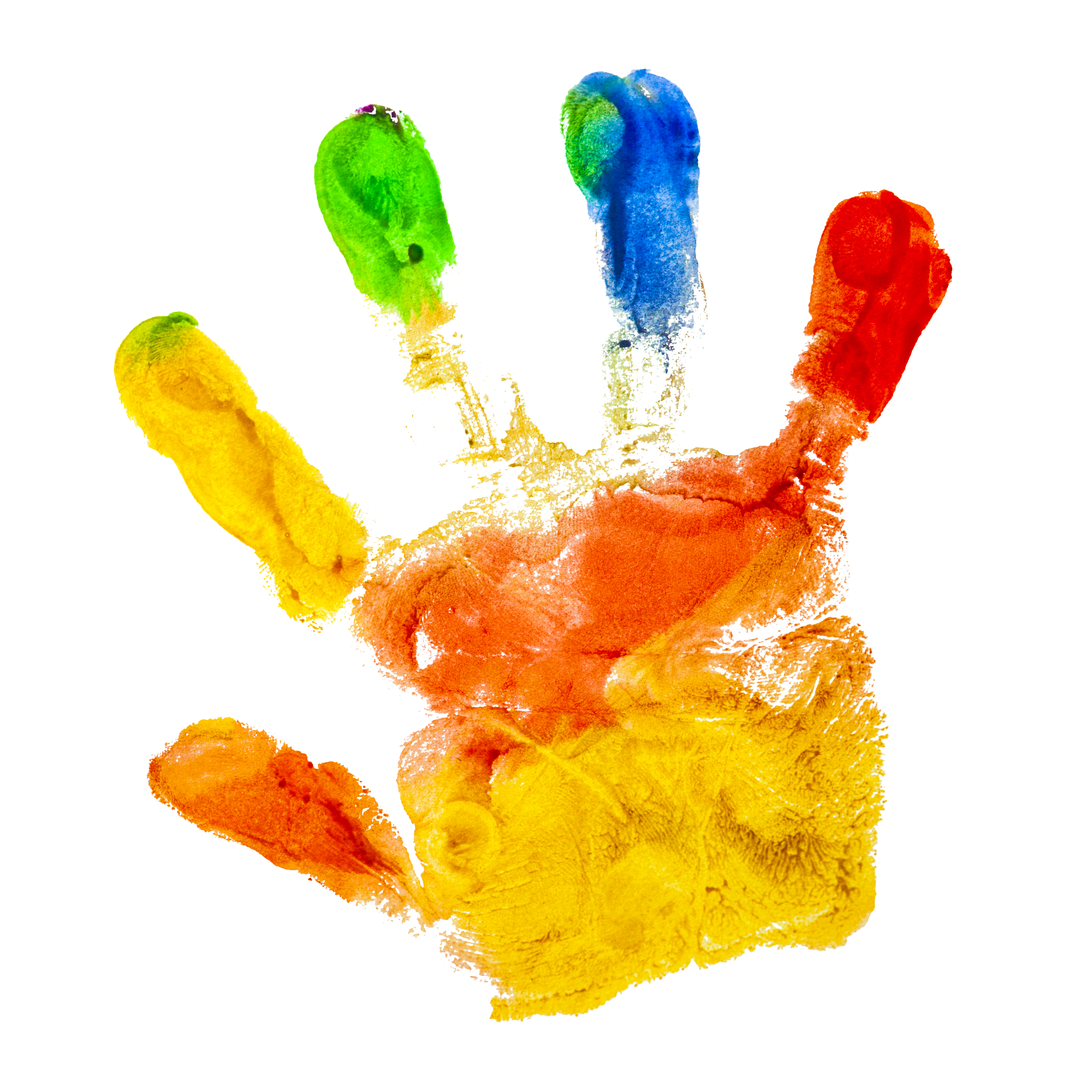 Handprint using mult-color paint