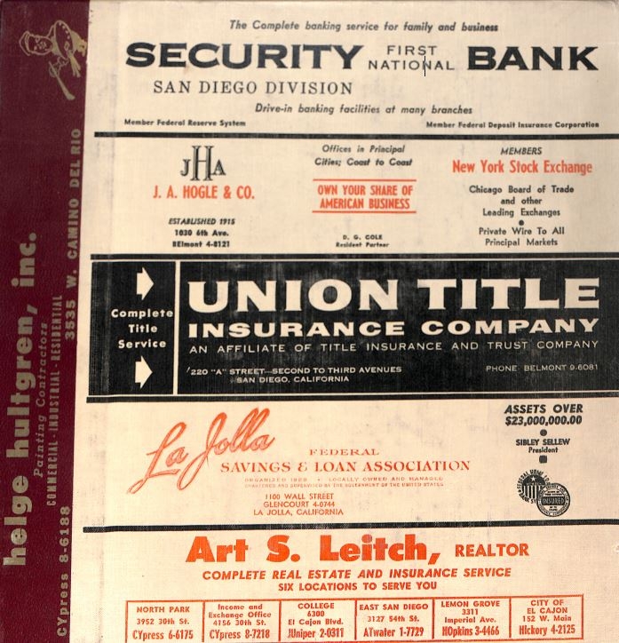 San Diego City Directory, circa 1959