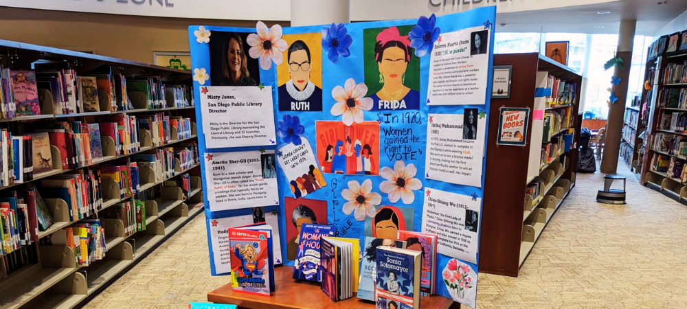San Diego Public Library celebrates Women’s History Month by creating colorful displays.