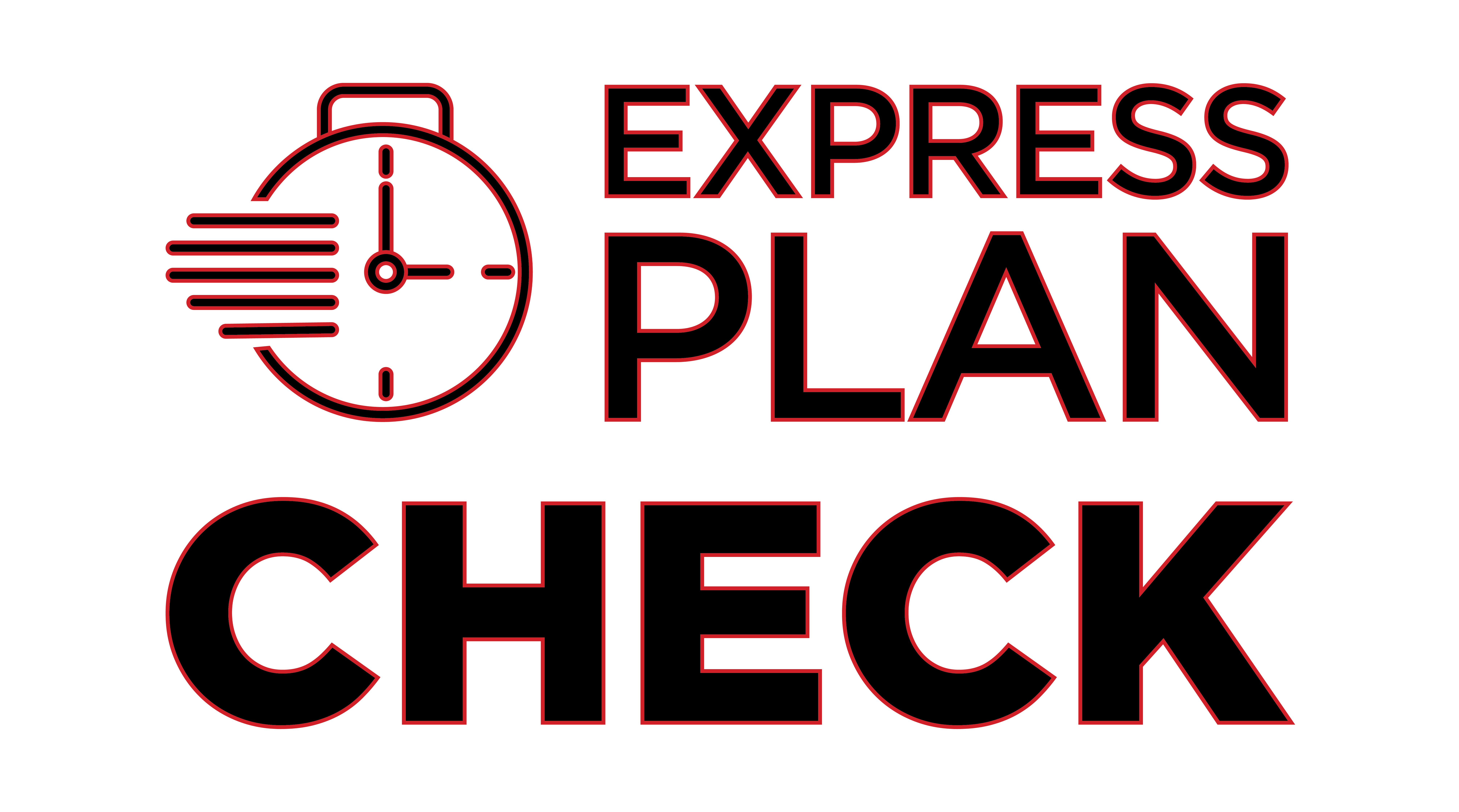 express plan check logo depicting a fast clock