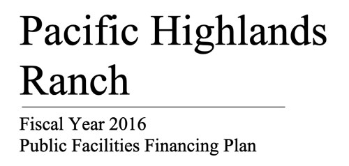 Cover of Pacific Highlands Ranch Facilities Financing Plan document