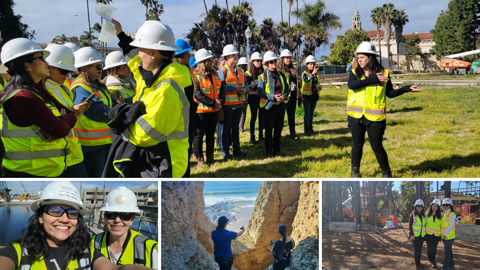 collage of City staff showing women working in construction