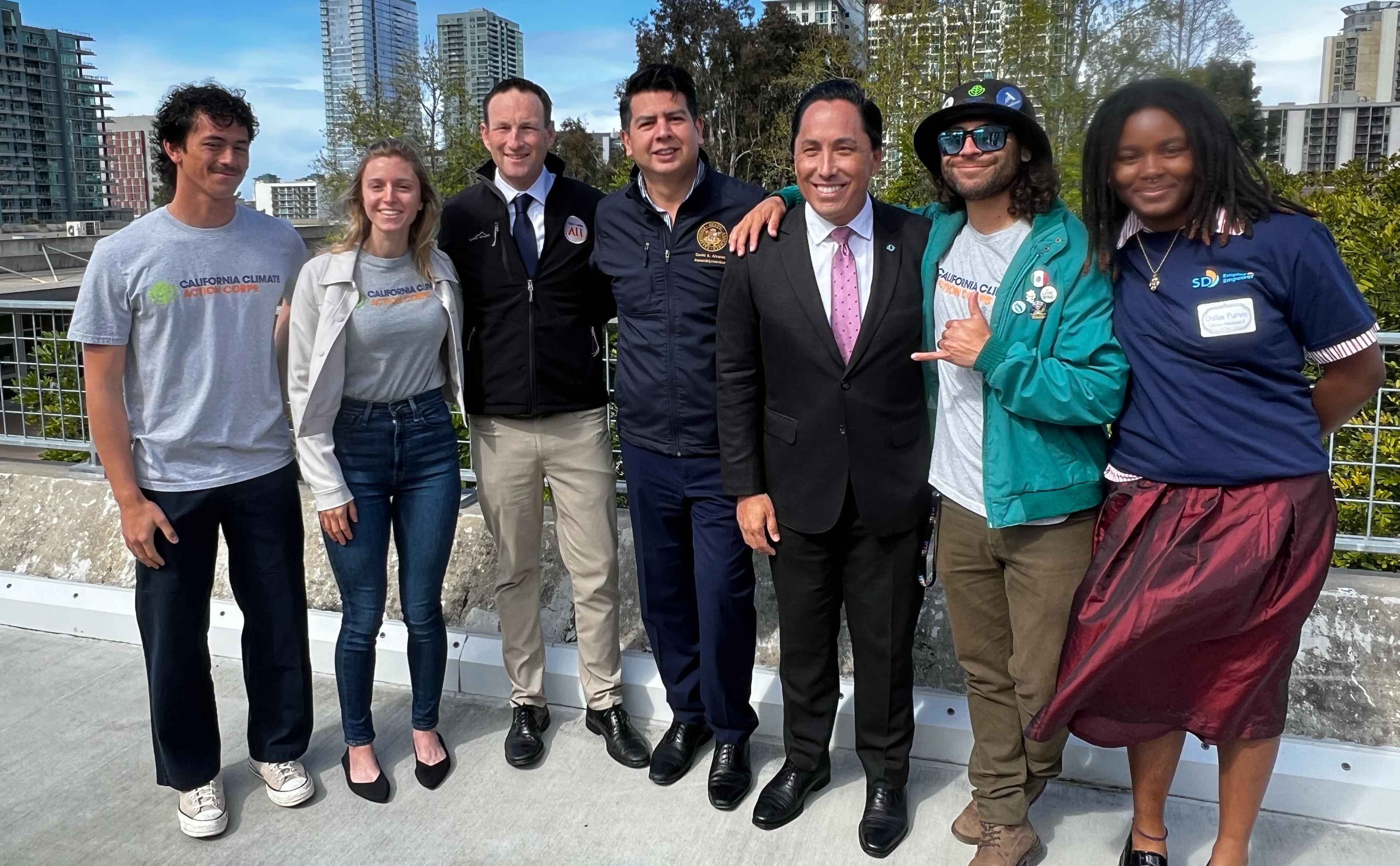 California Chief Service Officer Josh Fryday, Mayor Todd Gloria, Assemblymember David Alvarez and members of the California Service Corps join forces to support recruitment efforts for the California Service Corps in San Diego.