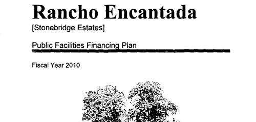 Cover of Rancho Encantada Facilities Financing Plan document