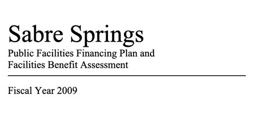 Cover of Sabre Springs Facilities Financing Plan document