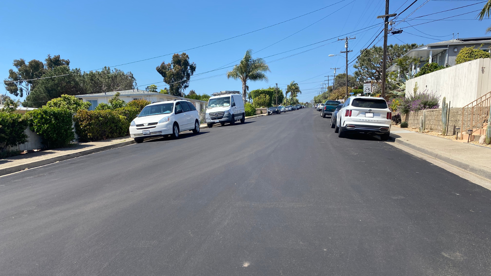 Street with slurry seal treatment
