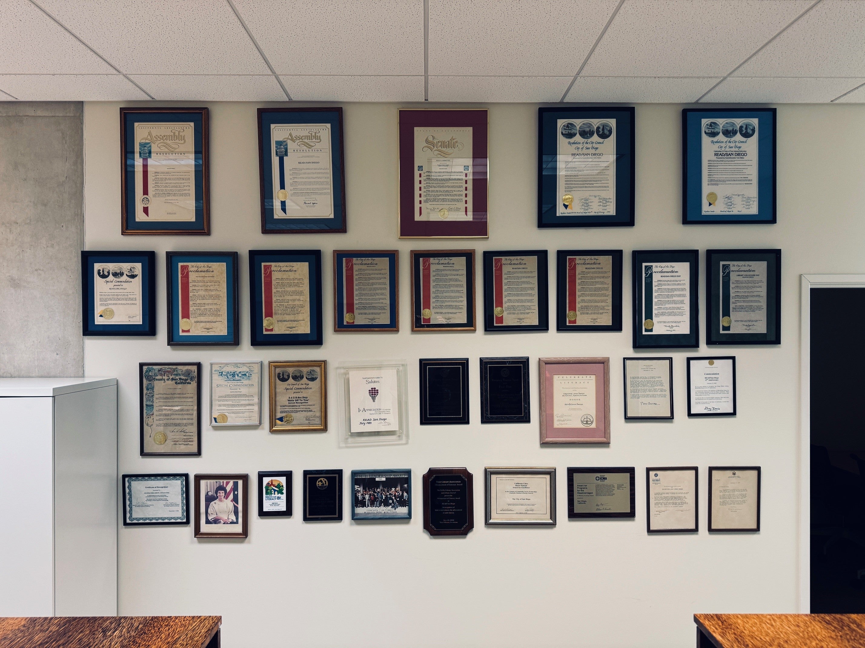 Wall of plaques