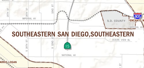 Graphical map of Southeastern San Diego neighborhood