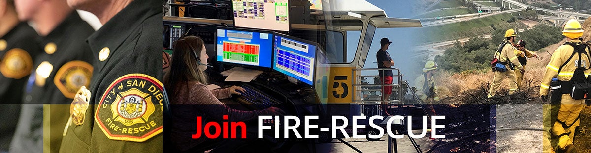 Collage of firefighters, dispatchers, and lifeguards