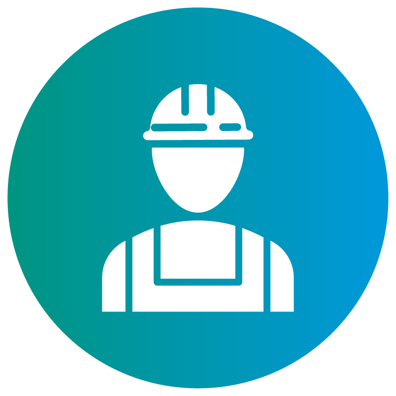 Icon of a person wearing a construction helmet