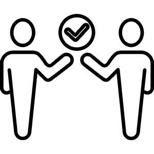 Illustration of a checkmark between two people