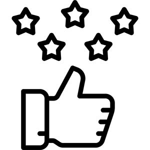 Illustration of five stars above a hand giving a thumbs up