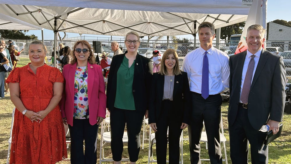 City Attorney Heather Ferbert along with Councilmember Vivian Moreno, District Attorney Summer Stephan, U.S. Attorney Adam Gordon, and FBI Special Agent Mark Dargis