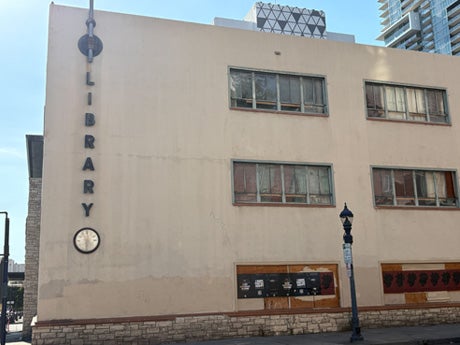 Street view of old Central Library building from the east side