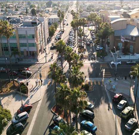 Mid-city aerial view