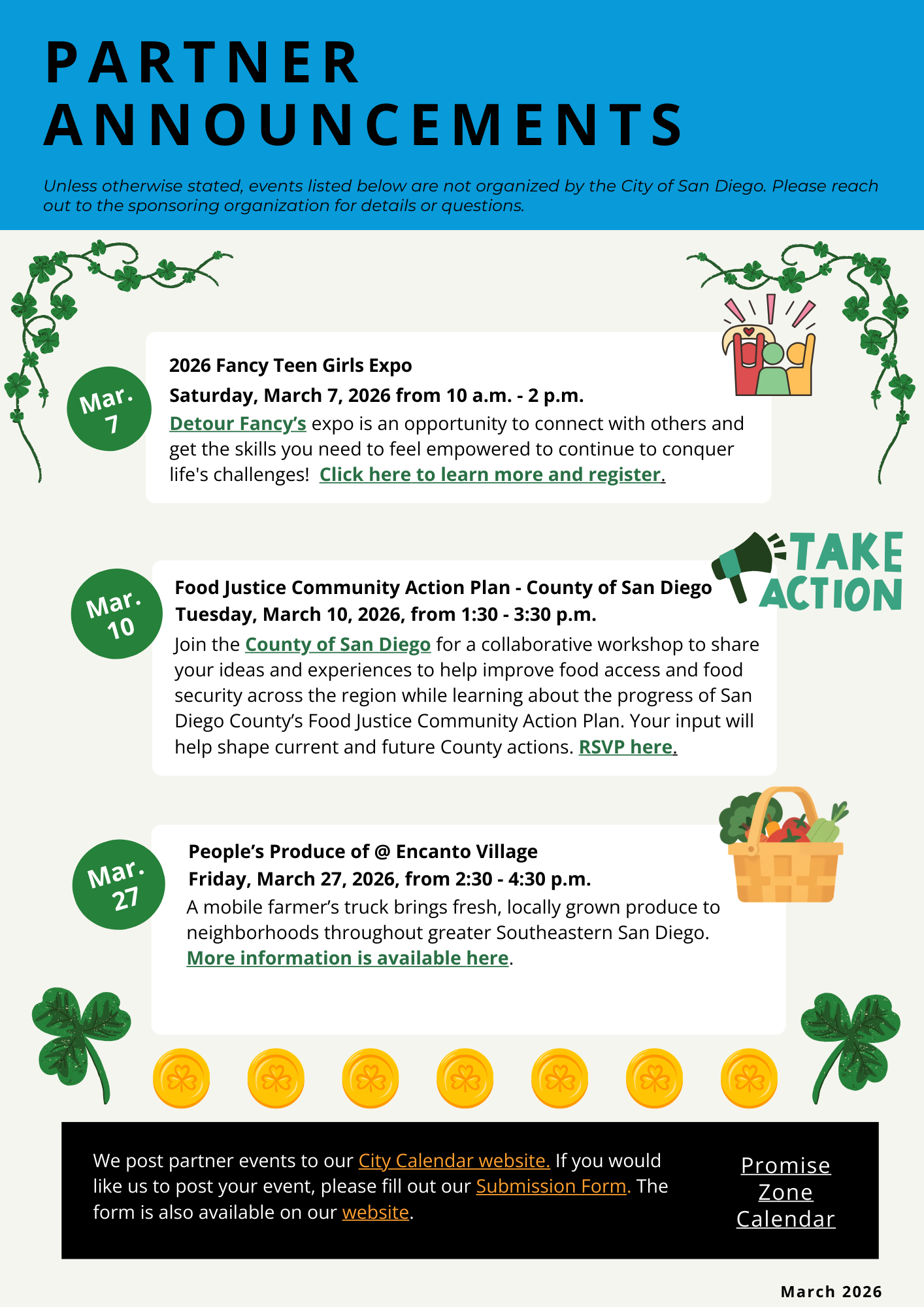 March 2026 newsletter partner announcements page