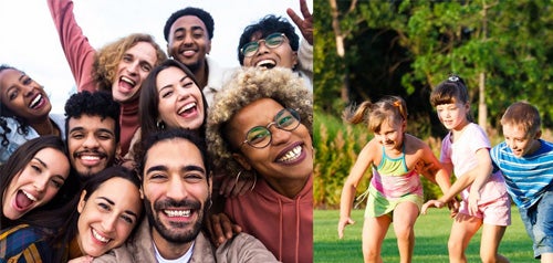 Group of smiling and playing youths