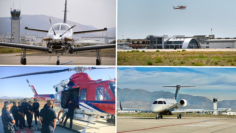 Collage of different aircraft on City airports