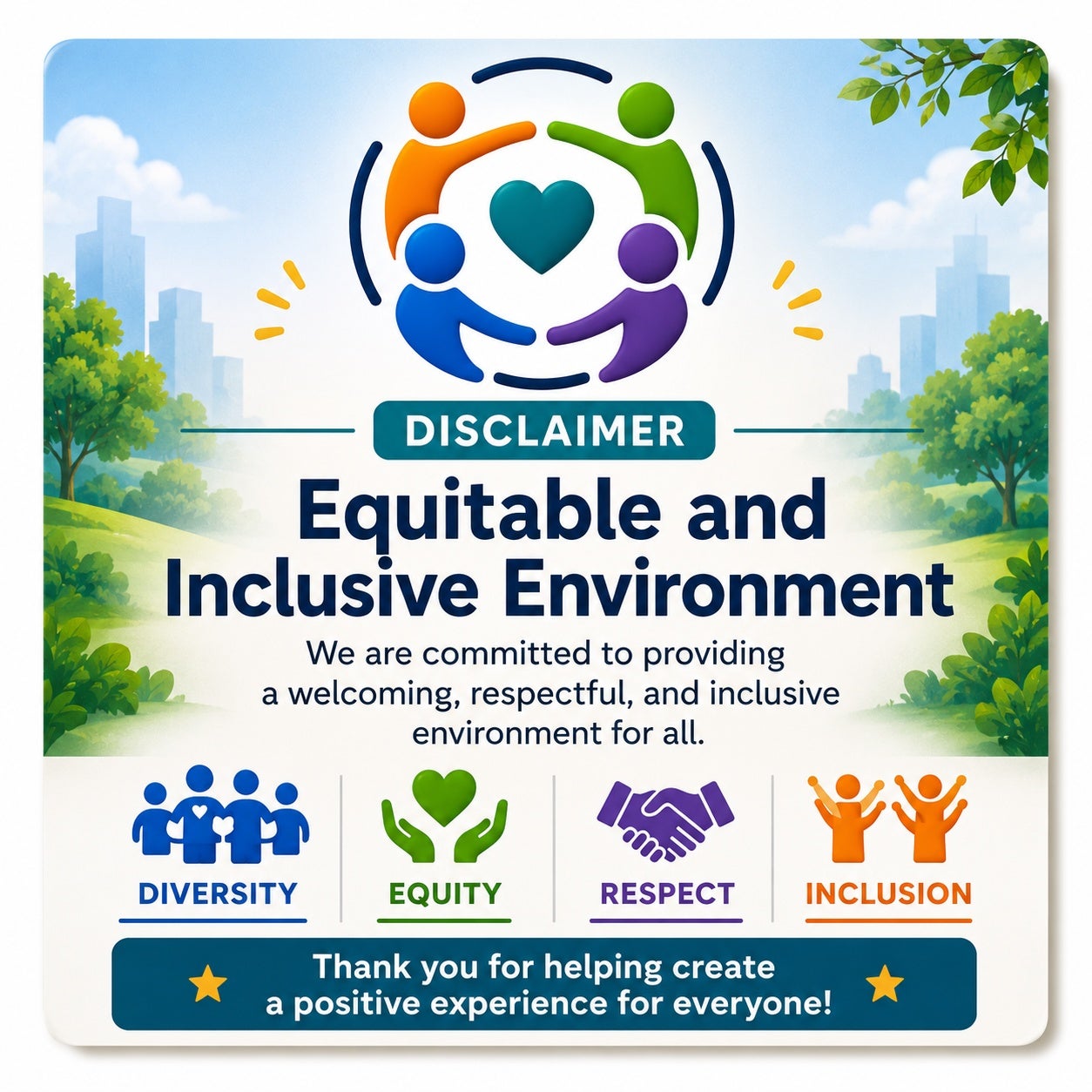 Equitable and Inclusive Environment Disclaimer
