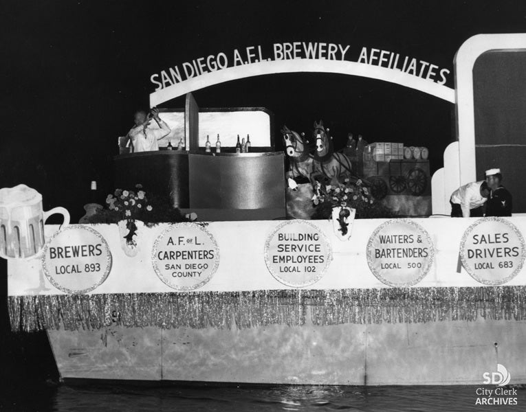 1949 Fiesta Bahia Float - San Diego AFL Brewery Affiliates