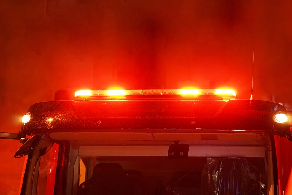 fire engine with emergency lights on