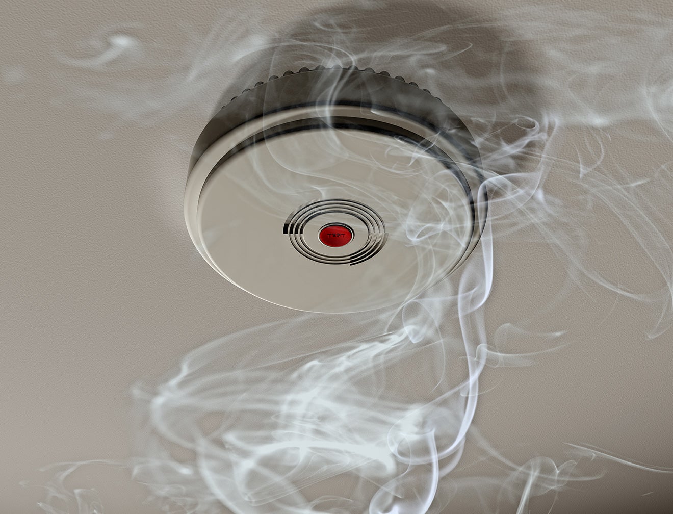 smoke alarm in smoke filled room