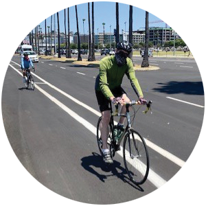 Bicyclists on a bike lane