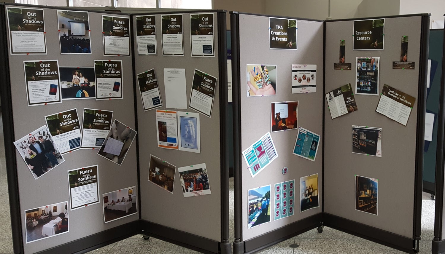 Photo of the Out of the Shadows display at City Hall.