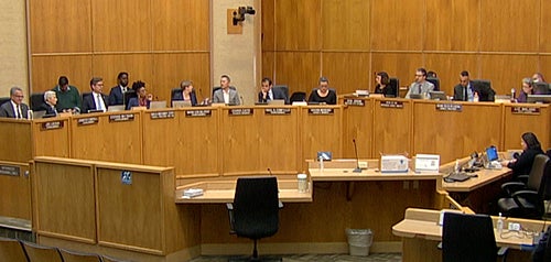 City Council in session in the council chambers