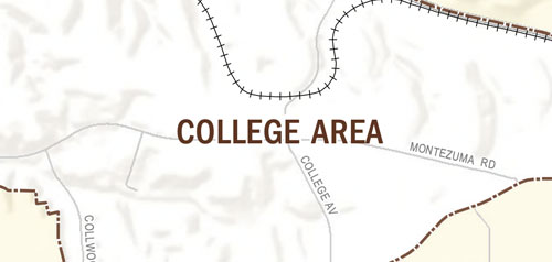 Graphical map of College Area neighborhood